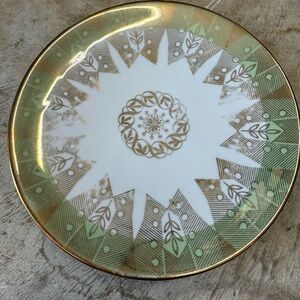 Green and Gold China Decorative Plate from Bavaria, Germany